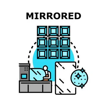 Mirroring manufacturing process and shining reflective surfaces Stock Illustration