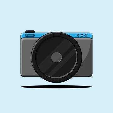 Mirrorless Camera Illustration in Flat Design Stock Illustration