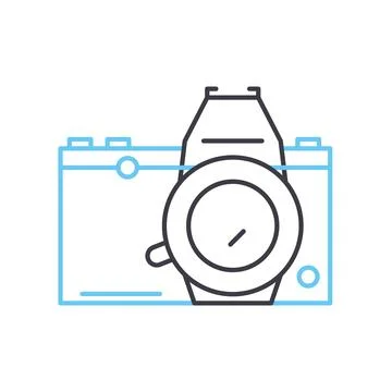 Mirrorless camera line icon, outline symbol, vector illustration, concept sign Stock Illustration