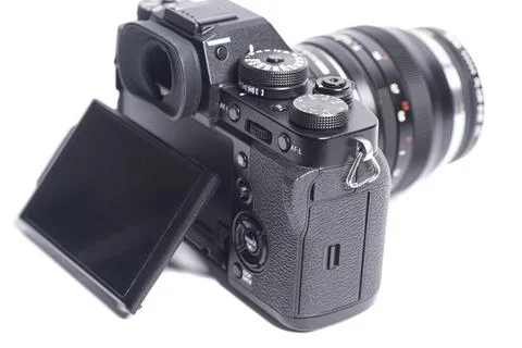 Mirrorless digital camera isolated on white background Stock Photos