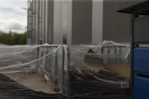 Mirrorlike plastic finish improves textured packaging in storage areas Stock Photos