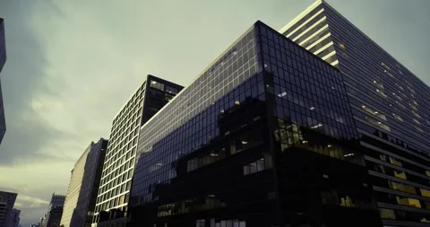 Mirrorpaneled corners showcase sharp city angles and glass intersections Stock Footage 333563065