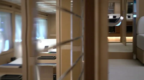 Mirrors and sofa in master cabin on a luxury yacht Stock Footage 56280354