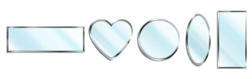 Mirrors in chrome frame different shapes Stock Illustration