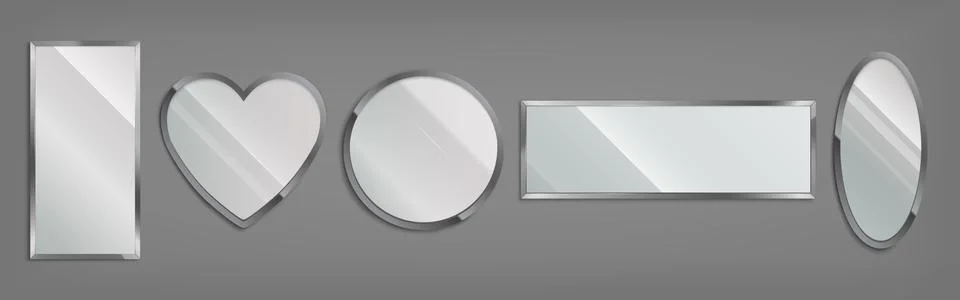 Mirrors in metal frame different shapes Stock Illustration