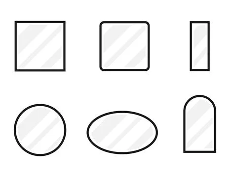 Mirrors, set of realistic mirrors in chrome frames on a white イラスト素材