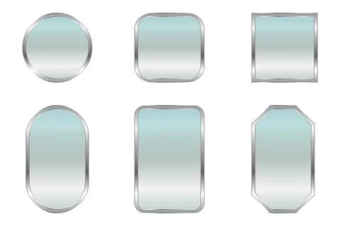 Mirrors, set of realistic mirrors isolated on white background. 스톡 일러스트