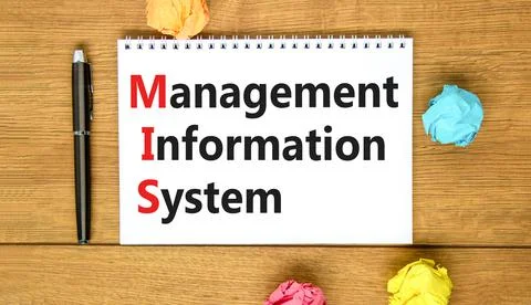 MIS management information system symbol. Concept words MIS management inform Foto stock