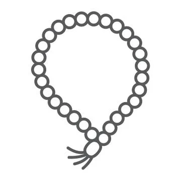 Misbaha thin line icon, ramadan and dhikr, muslim tasbih sign, vector graphics Stock Illustration