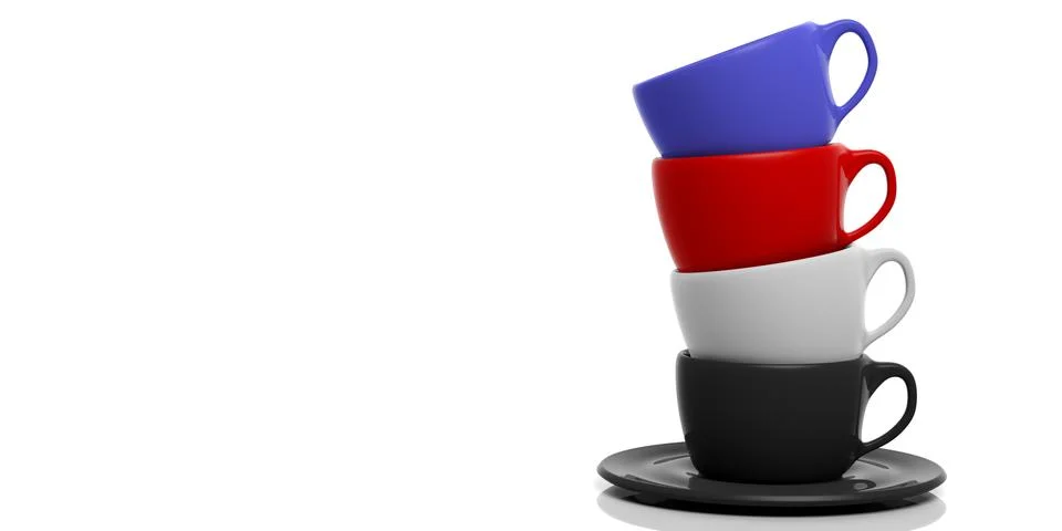 Misc colors empty Coffee stack white background Stock Illustration