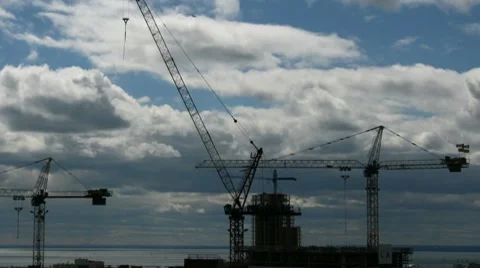MISC ConstructionCranes Stock Footage 7733674