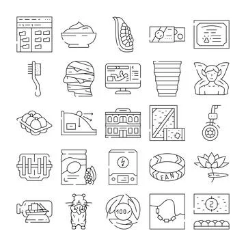 Miscellaneous business web user interface line icons Stock Illustration