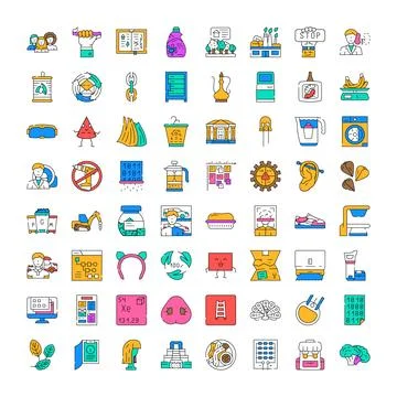 Miscellaneous collection depicting various consumer products and services Stockillustratie