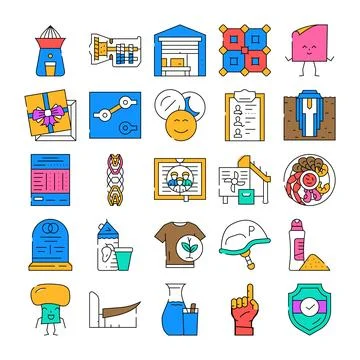 Miscellaneous collection of diverse icons in flat design style Illustrazione stock