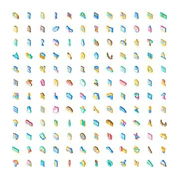 Miscellaneous collection of isometric colorful digital icons 库存插图