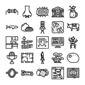 Miscellaneous collection line icons set on white background イラスト素材
