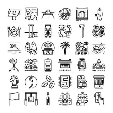Miscellaneous collection objects outline business line icons Stock Illustration