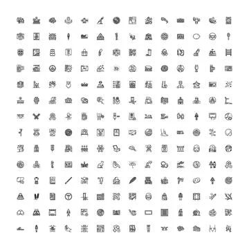 Miscellaneous collection of outline user interface icons 스톡 일러스트