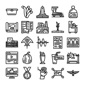 Miscellaneous collection of outline vector icons representing various concept Stock Illustration