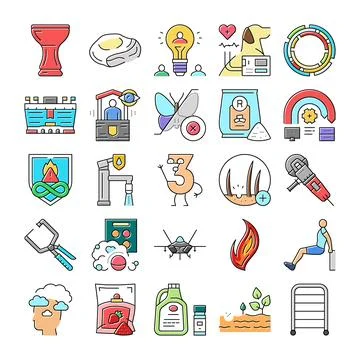 Miscellaneous collection of outline vector icons creating a pattern Illustrazione stock