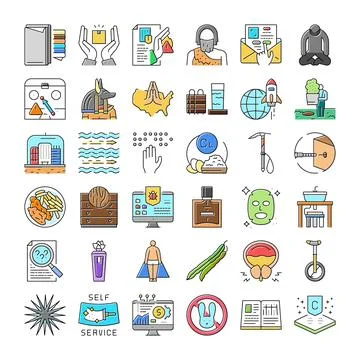 Miscellaneous collection of outline vector icons Stock Illustration