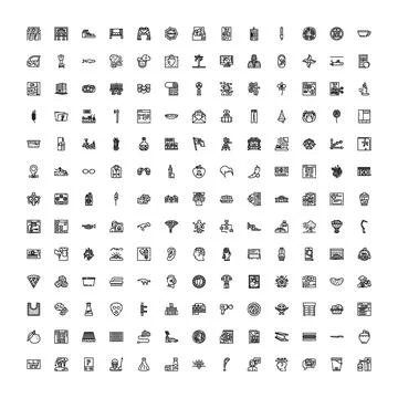 Miscellaneous collection of thin line outline icons Stock Illustration