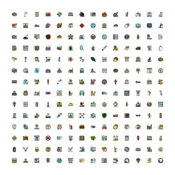 Miscellaneous colorful flat design vector icon set Stock Illustration