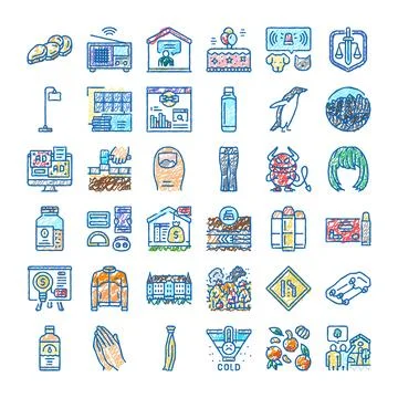 Miscellaneous doodle icons set on white background Stock Illustration