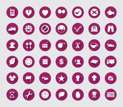 Miscellaneous flat  icon set with long shadow for web and mobile 스톡 일러스트