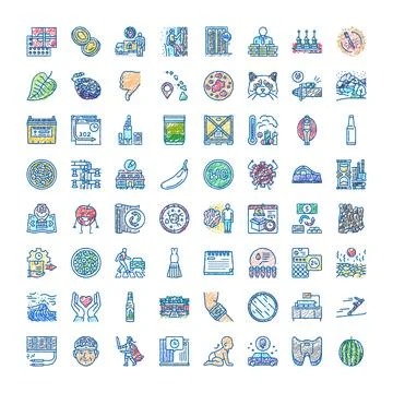 Miscellaneous hand drawn colored icons set doodle style 스톡 일러스트