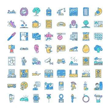 Miscellaneous hand drawn doodle icons collection set 스톡 일러스트