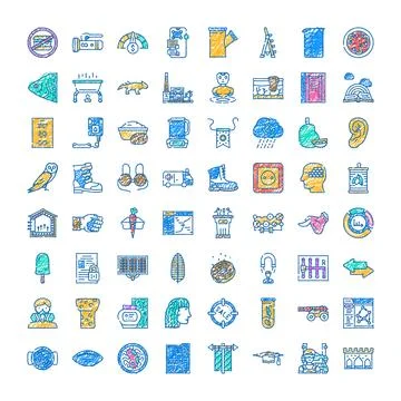 Miscellaneous hand drawn doodle icons illustrating diverse concepts Illustrazione stock