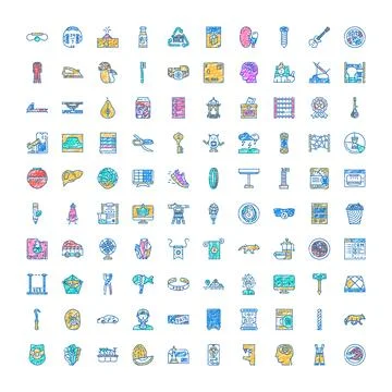 Miscellaneous hand drawn icons collection doodle design Stock Illustration