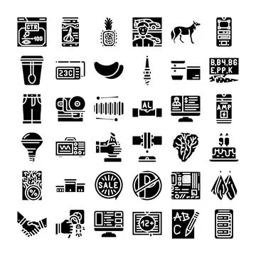 Miscellaneous icon glyphs collection representing modern concepts Ilustración de archivo