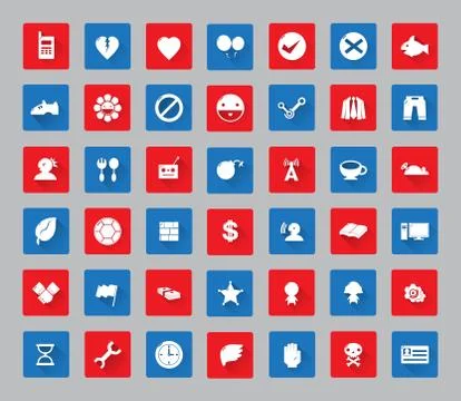 Miscellaneous  icon set with square frame for web and mobile Stock Illustration