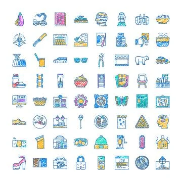 Miscellaneous icons collection with various hand drawn symbols Stock Illustration