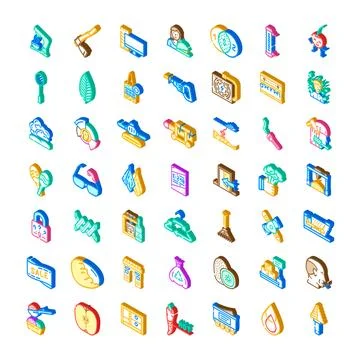 Miscellaneous isometric collection of diverse objects and symbols Stock Illustration