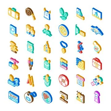Miscellaneous isometric icons collection for various concepts Stock Illustration