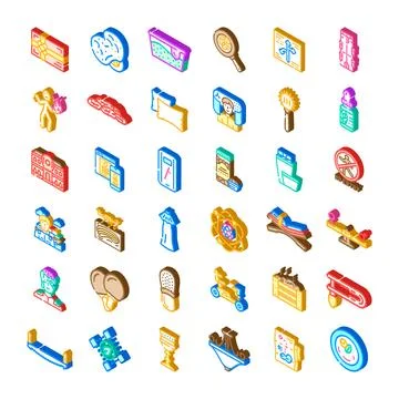 Miscellaneous isometric items collection illustrating various concepts Illustration