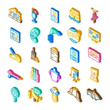 Miscellaneous items and objects isometric vector collection Stock Illustration
