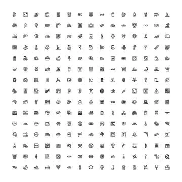 Miscellaneous line art vector icon doodle set Stock Illustration