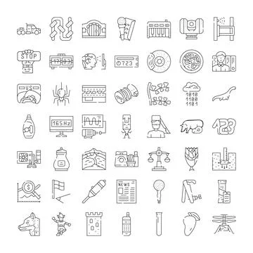 Miscellaneous line drawing icons set graphic elements Stock Illustration