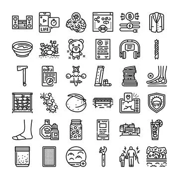 Miscellaneous line icons collection for various concepts Stock Illustration