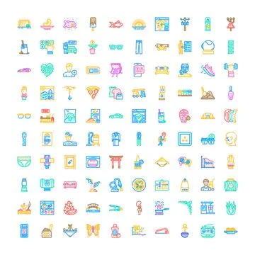 Miscellaneous line icons collection vector illustration set Stock Illustration