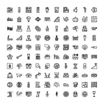 Miscellaneous line icons vector set minimalist design Illustrazione stock