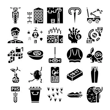 Miscellaneous modern glyph solid icon collection set Stock Illustration
