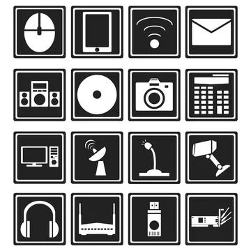 Miscellaneous multimedia raster icons vector Illustrazione stock