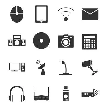 Miscellaneous multimedia raster icons vector Stock Illustration