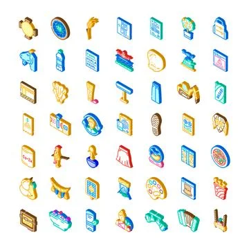 Miscellaneous object isometric glyph icons set 스톡 일러스트