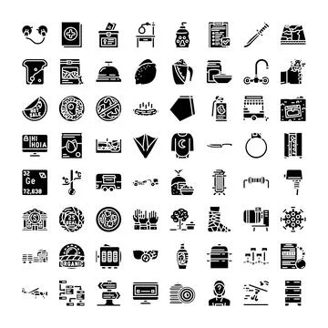 Miscellaneous objects concept glyph simple vector flat icons Stock Illustration